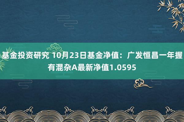 基金投资研究 10月23日基金净值：广发恒昌一年握有混杂A最新净值1.0595