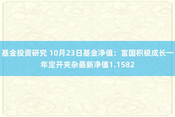 基金投资研究 10月23日基金净值：富国积极成长一年定开夹杂最新净值1.1582