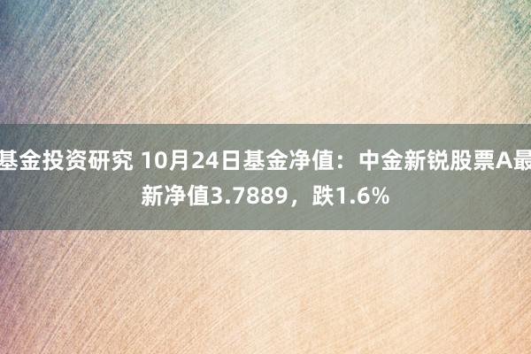 基金投资研究 10月24日基金净值：中金新锐股票A最新净值3.7889，跌1.6%