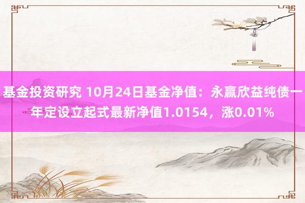 基金投资研究 10月24日基金净值：永赢欣益纯债一年定设立起式最新净值1.0154，涨0.01%