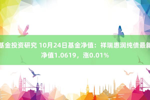 基金投资研究 10月24日基金净值：祥瑞惠润纯债最新净值1.0619，涨0.01%