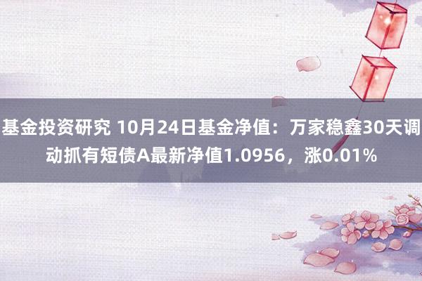 基金投资研究 10月24日基金净值：万家稳鑫30天调动抓有短债A最新净值1.0956，涨0.01%