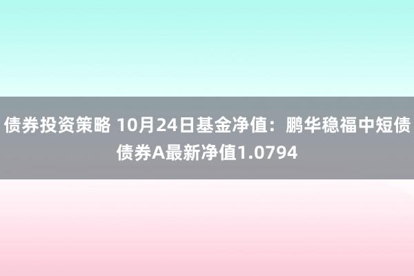 债券投资策略 10月24日基金净值：鹏华稳福中短债债券A最新净值1.0794