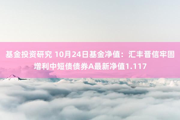 基金投资研究 10月24日基金净值：汇丰晋信牢固增利中短债债券A最新净值1.117