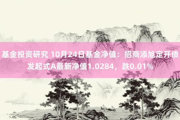 基金投资研究 10月24日基金净值：招商添旭定开债发起式A最新净值1.0284，跌0.01%