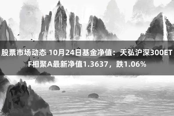 股票市场动态 10月24日基金净值：天弘沪深300ETF相聚A最新净值1.3637，跌1.06%