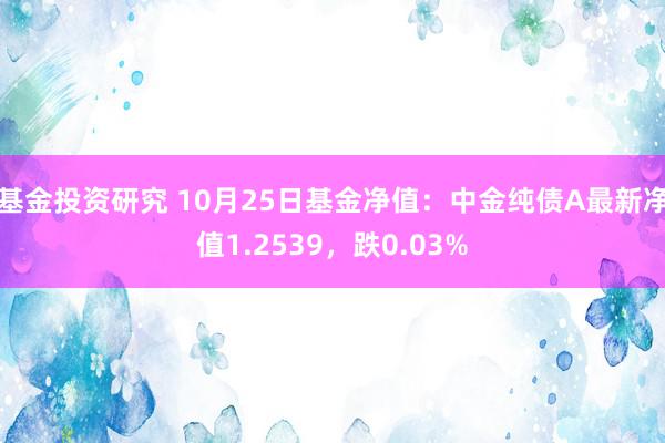 基金投资研究 10月25日基金净值：中金纯债A最新净值1.2539，跌0.03%