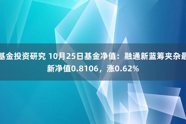 基金投资研究 10月25日基金净值：融通新蓝筹夹杂最新净值0.8106，涨0.62%