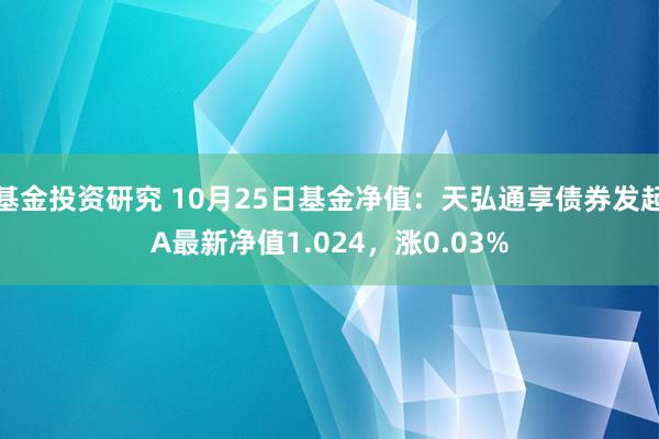 基金投资研究 10月25日基金净值：天弘通享债券发起A最新净值1.024，涨0.03%