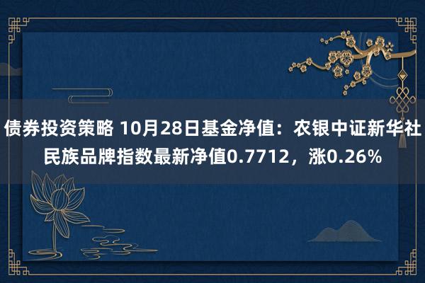 债券投资策略 10月28日基金净值：农银中证新华社民族品牌指数最新净值0.7712，涨0.26%