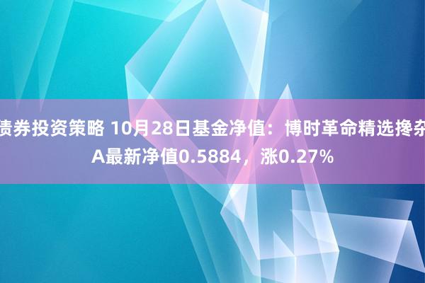 债券投资策略 10月28日基金净值：博时革命精选搀杂A最新净值0.5884，涨0.27%