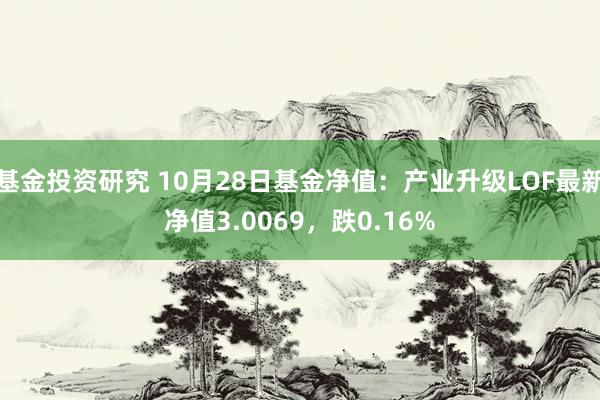 基金投资研究 10月28日基金净值：产业升级LOF最新净值3.0069，跌0.16%