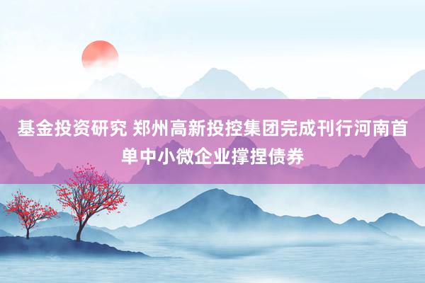 基金投资研究 郑州高新投控集团完成刊行河南首单中小微企业撑捏债券