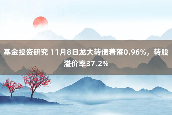 基金投资研究 11月8日龙大转债着落0.96%，转股溢价率37.2%