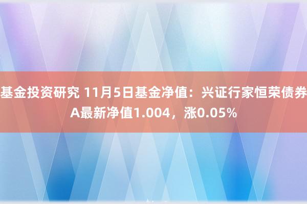 基金投资研究 11月5日基金净值：兴证行家恒荣债券A最新净值1.004，涨0.05%