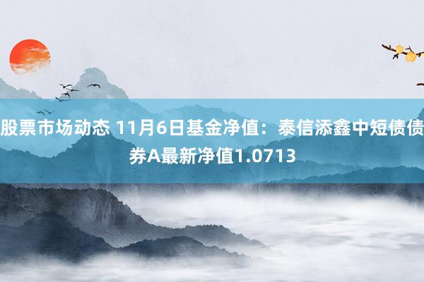 股票市场动态 11月6日基金净值：泰信添鑫中短债债券A最新净值1.0713