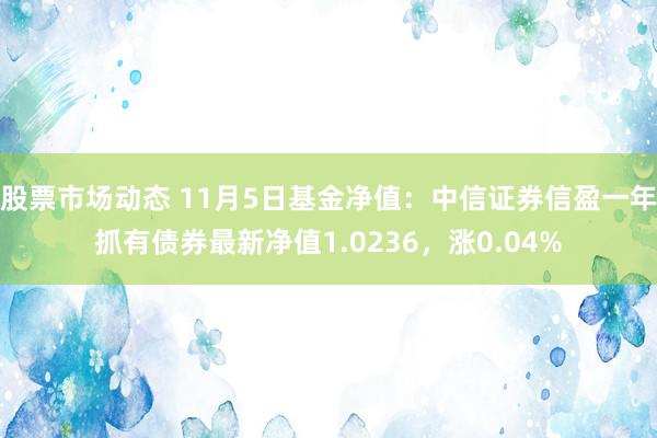 股票市场动态 11月5日基金净值：中信证券信盈一年抓有债券最新净值1.0236，涨0.04%