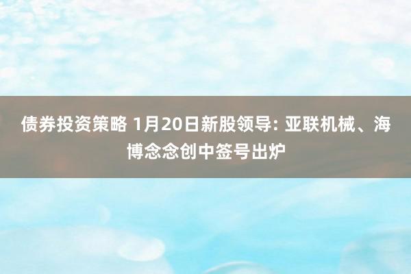 债券投资策略 1月20日新股领导: 亚联机械、海博念念创中签号出炉