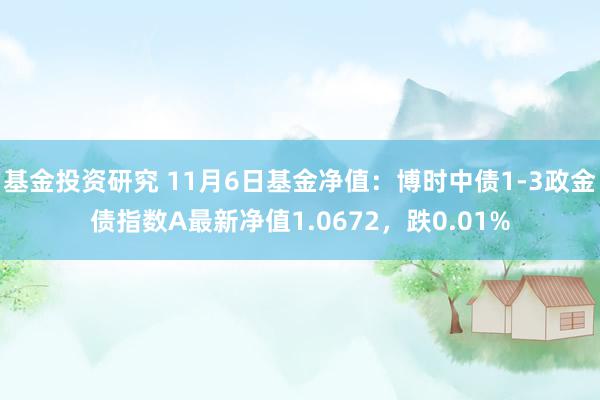 基金投资研究 11月6日基金净值：博时中债1-3政金债指数A最新净值1.0672，跌0.01%