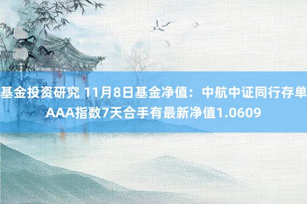 基金投资研究 11月8日基金净值：中航中证同行存单AAA指数7天合手有最新净值1.0609