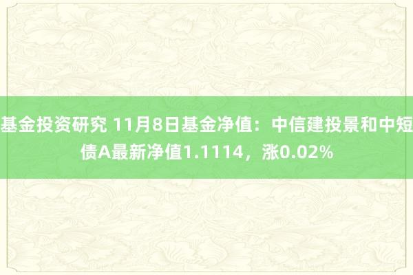 基金投资研究 11月8日基金净值：中信建投景和中短债A最新净值1.1114，涨0.02%