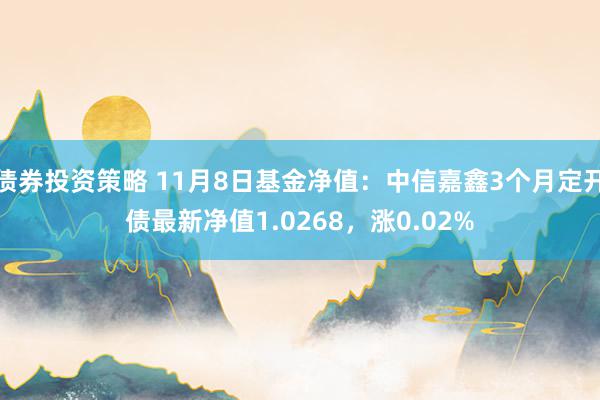 债券投资策略 11月8日基金净值：中信嘉鑫3个月定开债最新净值1.0268，涨0.02%