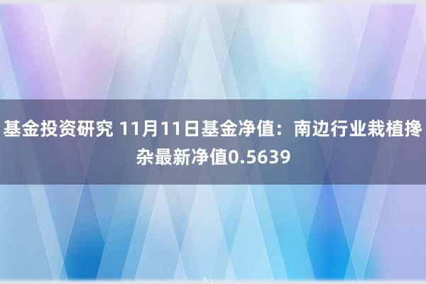 基金投资研究 11月11日基金净值：南边行业栽植搀杂最新净值0.5639