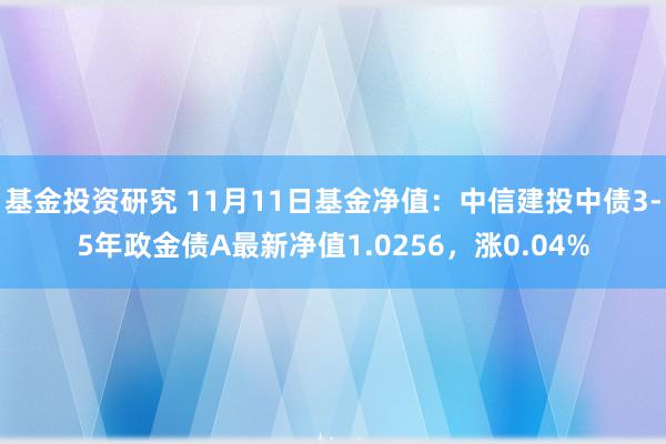 基金投资研究 11月11日基金净值：中信建投中债3-5年政金债A最新净值1.0256，涨0.04%