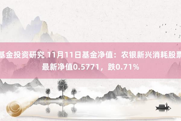 基金投资研究 11月11日基金净值：农银新兴消耗股票最新净值0.5771，跌0.71%