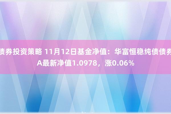 债券投资策略 11月12日基金净值：华富恒稳纯债债券A最新净值1.0978，涨0.06%