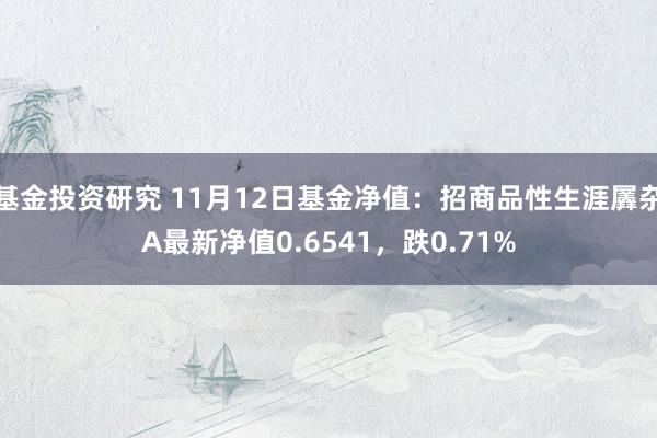 基金投资研究 11月12日基金净值：招商品性生涯羼杂A最新净值0.6541，跌0.71%