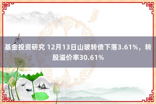 基金投资研究 12月13日山玻转债下落3.61%，转股溢价率30.61%