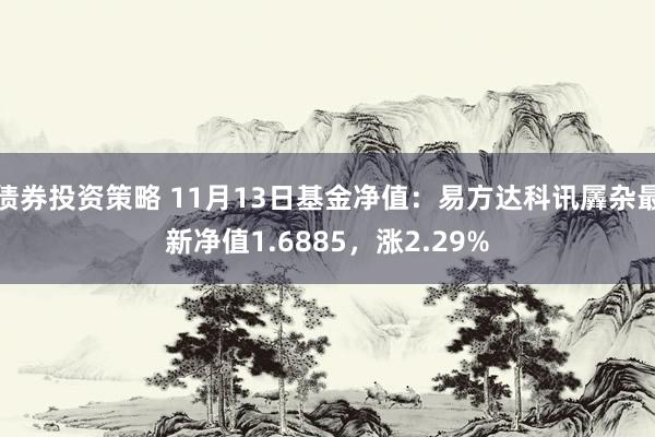 债券投资策略 11月13日基金净值：易方达科讯羼杂最新净值1.6885，涨2.29%