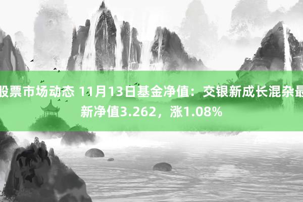 股票市场动态 11月13日基金净值：交银新成长混杂最新净值3.262，涨1.08%