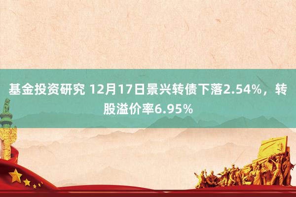 基金投资研究 12月17日景兴转债下落2.54%，转股溢价率6.95%