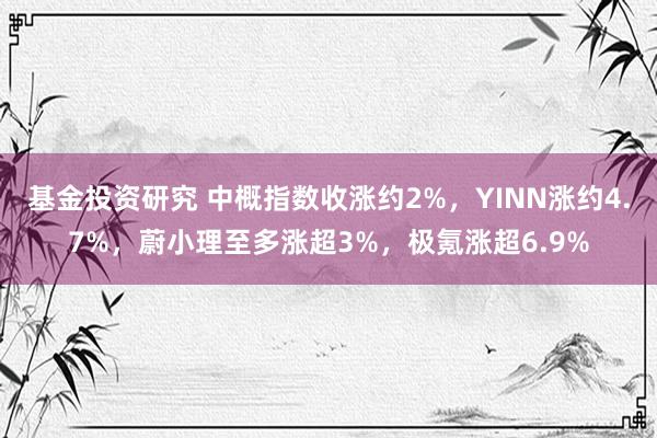 基金投资研究 中概指数收涨约2%，YINN涨约4.7%，蔚小理至多涨超3%，极氪涨超6.9%