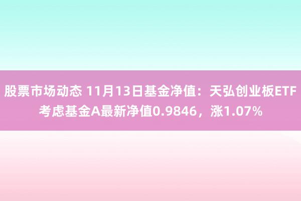 股票市场动态 11月13日基金净值：天弘创业板ETF考虑基金A最新净值0.9846，涨1.07%