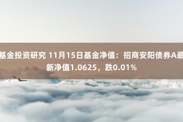 基金投资研究 11月15日基金净值：招商安阳债券A最新净值1.0625，跌0.01%