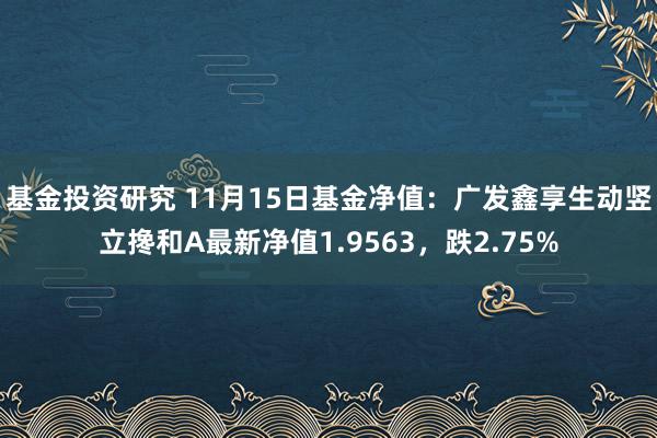 基金投资研究 11月15日基金净值：广发鑫享生动竖立搀和A最新净值1.9563，跌2.75%