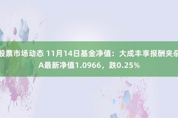 股票市场动态 11月14日基金净值：大成丰享报酬夹杂A最新净值1.0966，跌0.25%