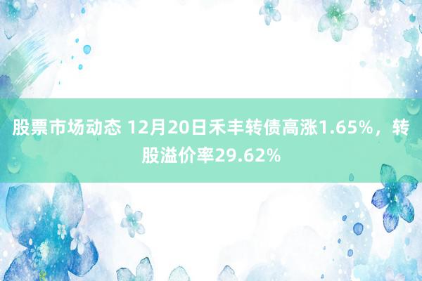 股票市场动态 12月20日禾丰转债高涨1.65%，转股溢价率29.62%