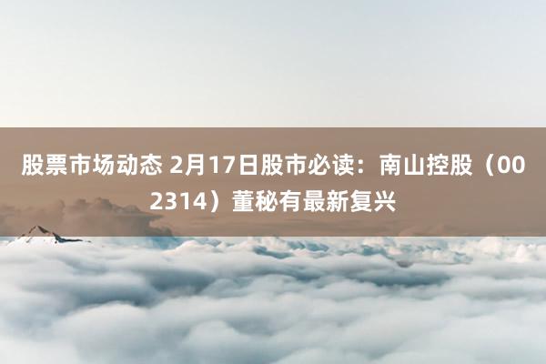 股票市场动态 2月17日股市必读：南山控股（002314）董秘有最新复兴