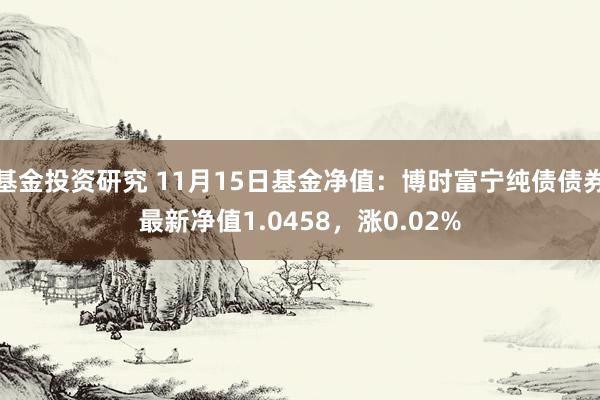 基金投资研究 11月15日基金净值：博时富宁纯债债券最新净值1.0458，涨0.02%