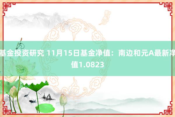 基金投资研究 11月15日基金净值：南边和元A最新净值1.0823