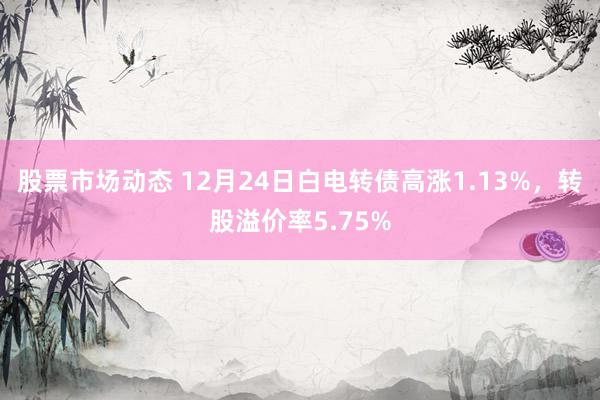 股票市场动态 12月24日白电转债高涨1.13%，转股溢价率5.75%