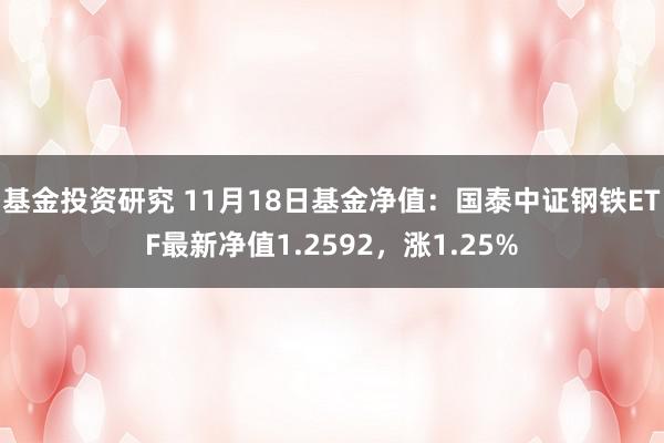 基金投资研究 11月18日基金净值：国泰中证钢铁ETF最新净值1.2592，涨1.25%