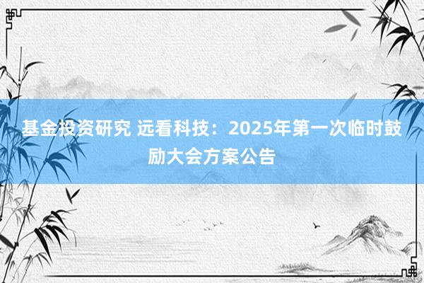 基金投资研究 远看科技：2025年第一次临时鼓励大会方案公告