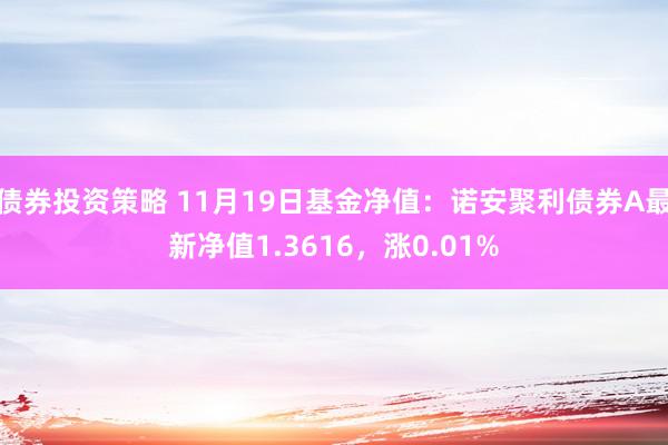 债券投资策略 11月19日基金净值：诺安聚利债券A最新净值1.3616，涨0.01%