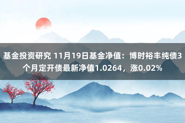 基金投资研究 11月19日基金净值：博时裕丰纯债3个月定开债最新净值1.0264，涨0.02%