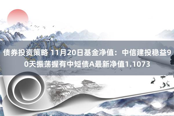 债券投资策略 11月20日基金净值：中信建投稳益90天振荡握有中短债A最新净值1.1073